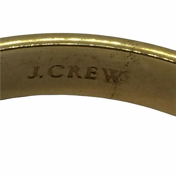 J. Crew Womens Cream Blue Green Enamel Gold Tone Bangle Bracelet Set Of 3 - Picture 9 of 15